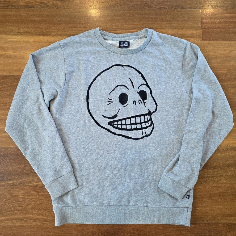 Cheap Monday Per Sweat Skull Graphic Crewneck Gray Men’s M Embroidered Logo